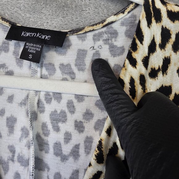 Karen Kane Dress Womens Small Animal Print Safari Cascade Wrap Cheetah 3/4 - Picture 3 of 12